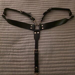 Mr S Leather black leather suspender and harness combo